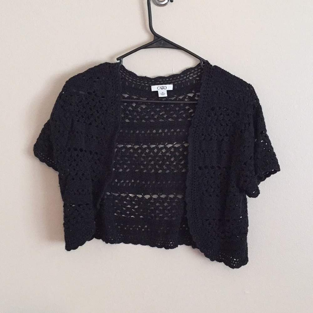 Cato extra large black knitted half jacket